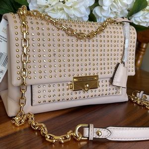 $400 NWT MICHAEL KORS PIPER GOLD STUDDED POCHETTE ZIP CHAIN LOGO SHOULDER  BAG for Sale in Lake In The Hills, IL - OfferUp